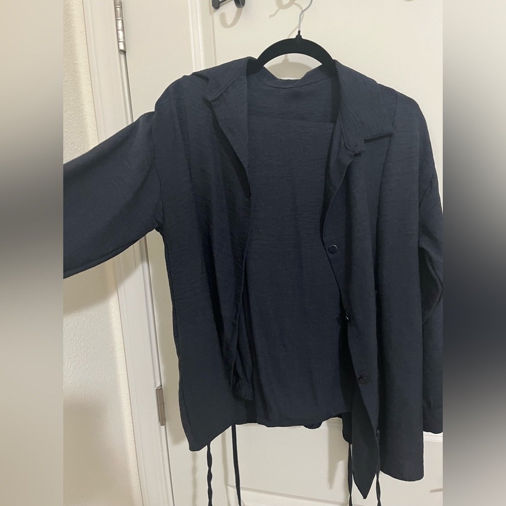 Elegant Navy  Long-Sleeve Top and matching pants